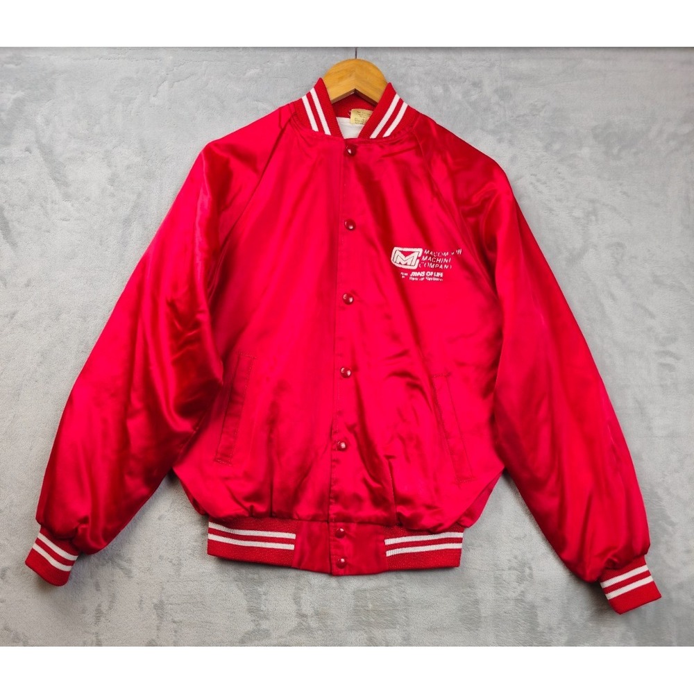 Vintage Auburn Sportswear Satin Bomber Varsity Jacket Red Mens Medium USA Made